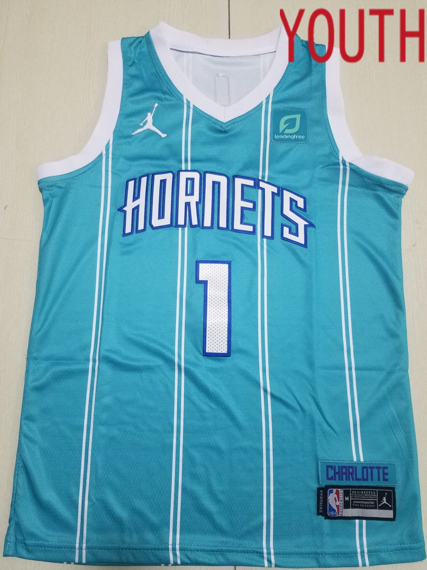 Youth Charlotte Hornets #1 LaMelo Ball Jordan Brand Light Blue 2022 NBA Jersey